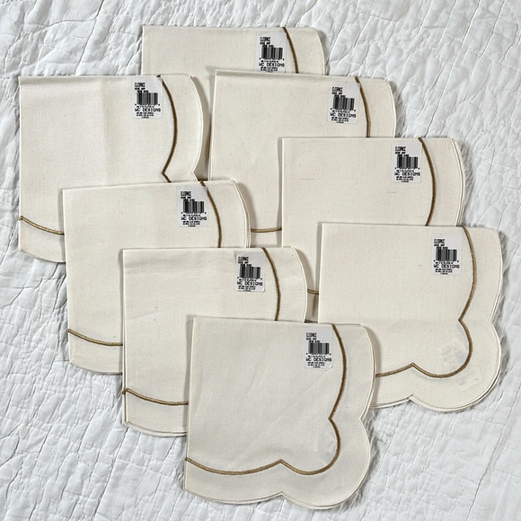 x8 NWT Vtg Wilton Court Elegance Linen Blend Napkin Ivory Gold Scalloped Easter - Picture 1 of 4